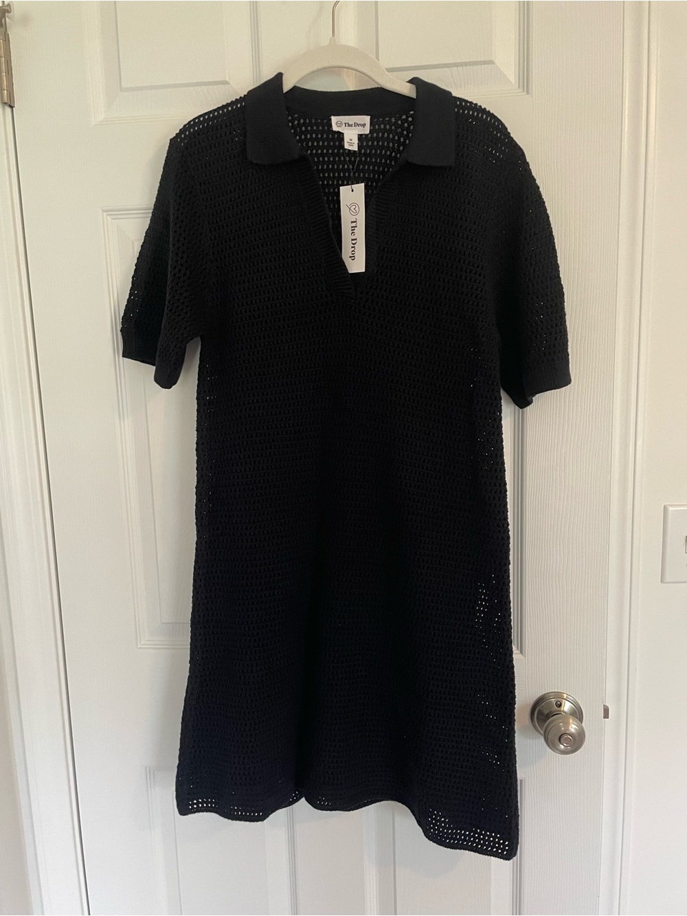 The Drop Black Knit Polo Mini Dress